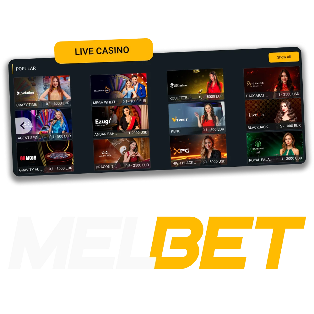Melbet live casino in Bangladesh with 1,000+ games, live dealers, and a welcome bonus.