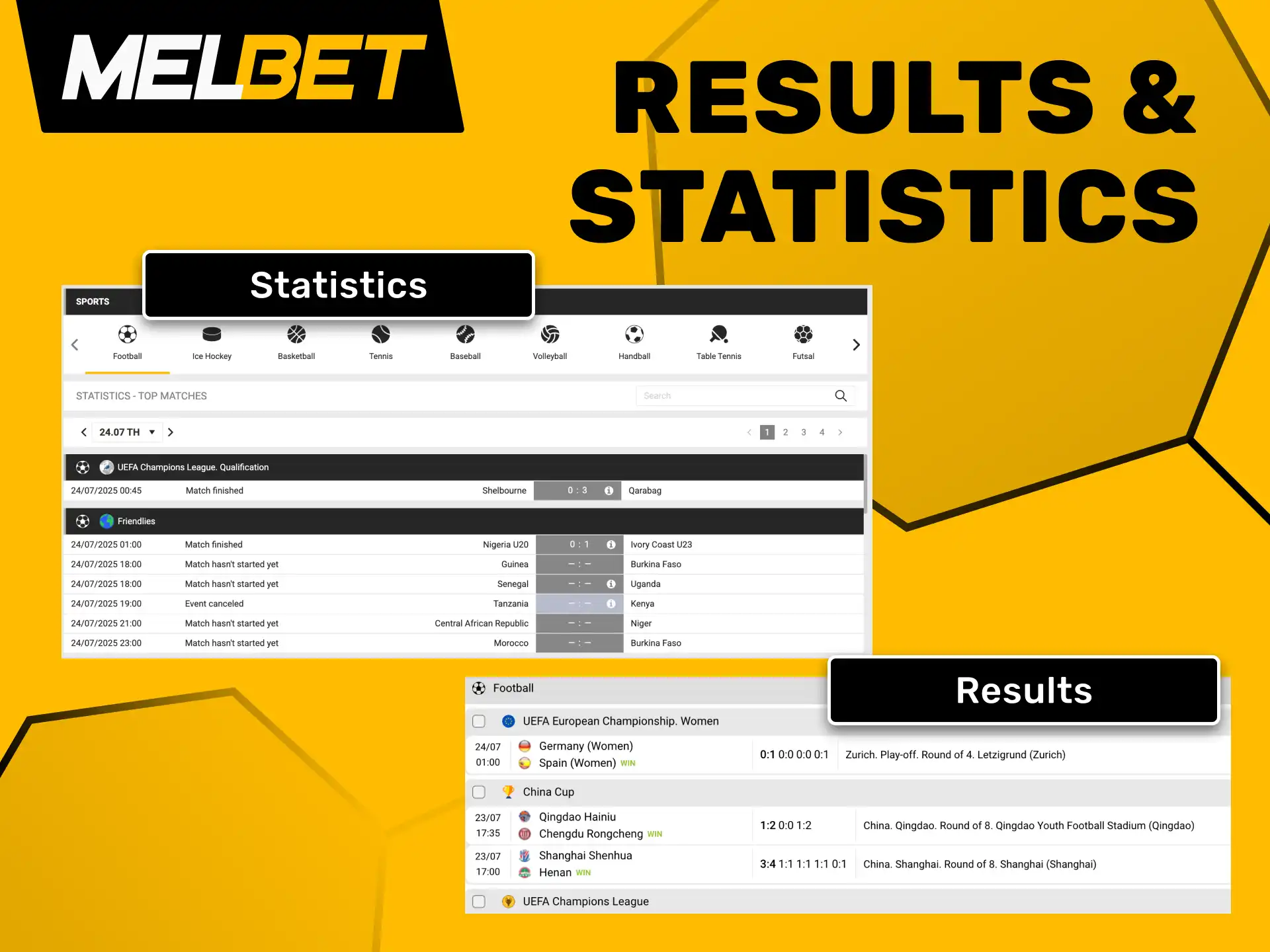 Melbet in Bangladesh helps track bet outcomes, team form, and head-to-head records.